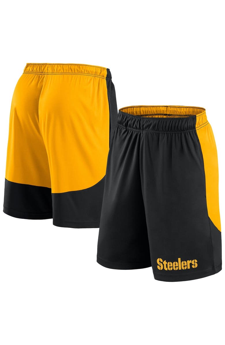 FANATICS Men's Fanatics Black/Gold Pittsburgh Steelers Big & Tall Launch Shorts, Main, color, 