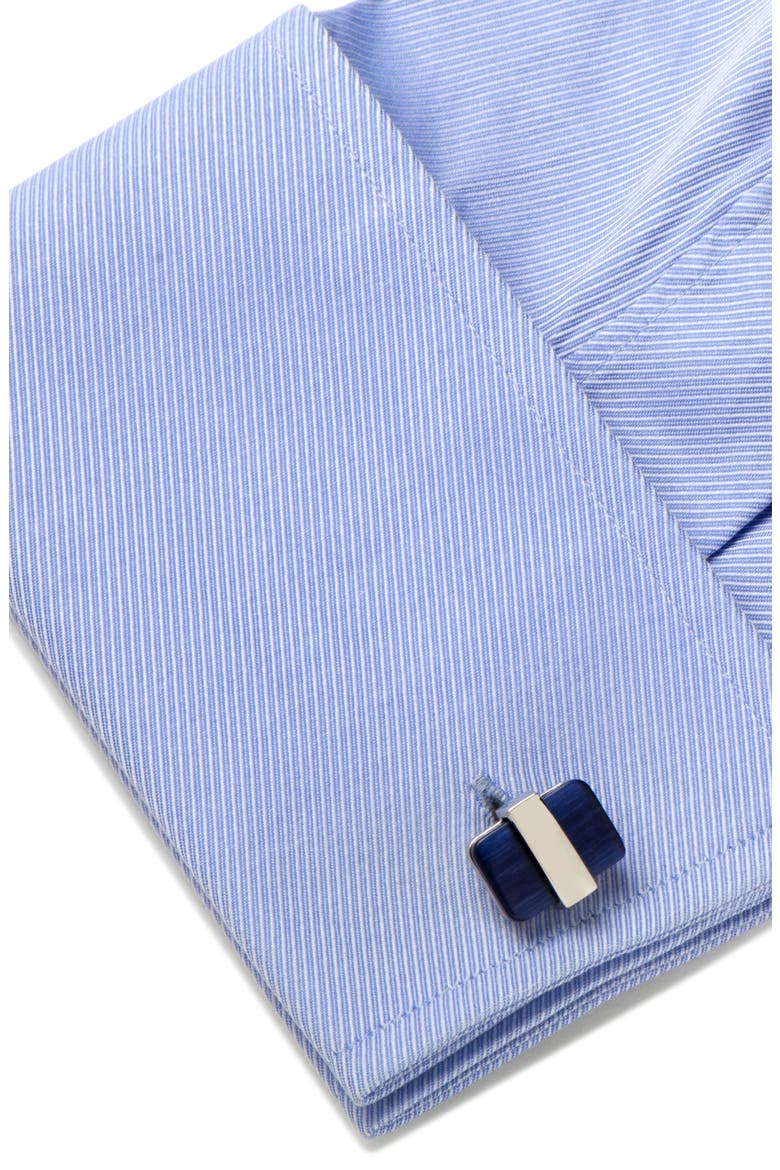 Cat's Eye Cuff Links, Alternate, color, BLUE