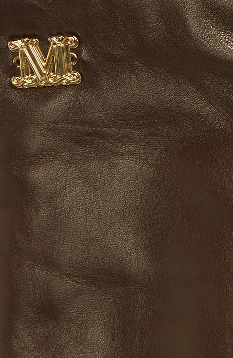 Max Mara Logo Hardware Leather Gloves, Alternate, color, 