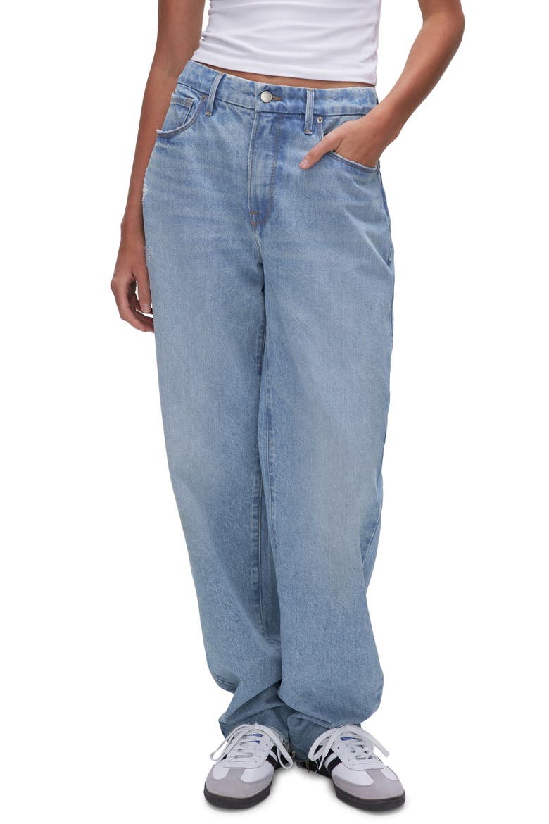 Good '90s Distressed Loose Jeans, Main, color, INDIGO472