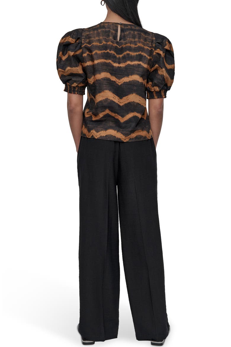 Abstract Print Puff Sleeve Voile Top, Alternate, color, WAVY