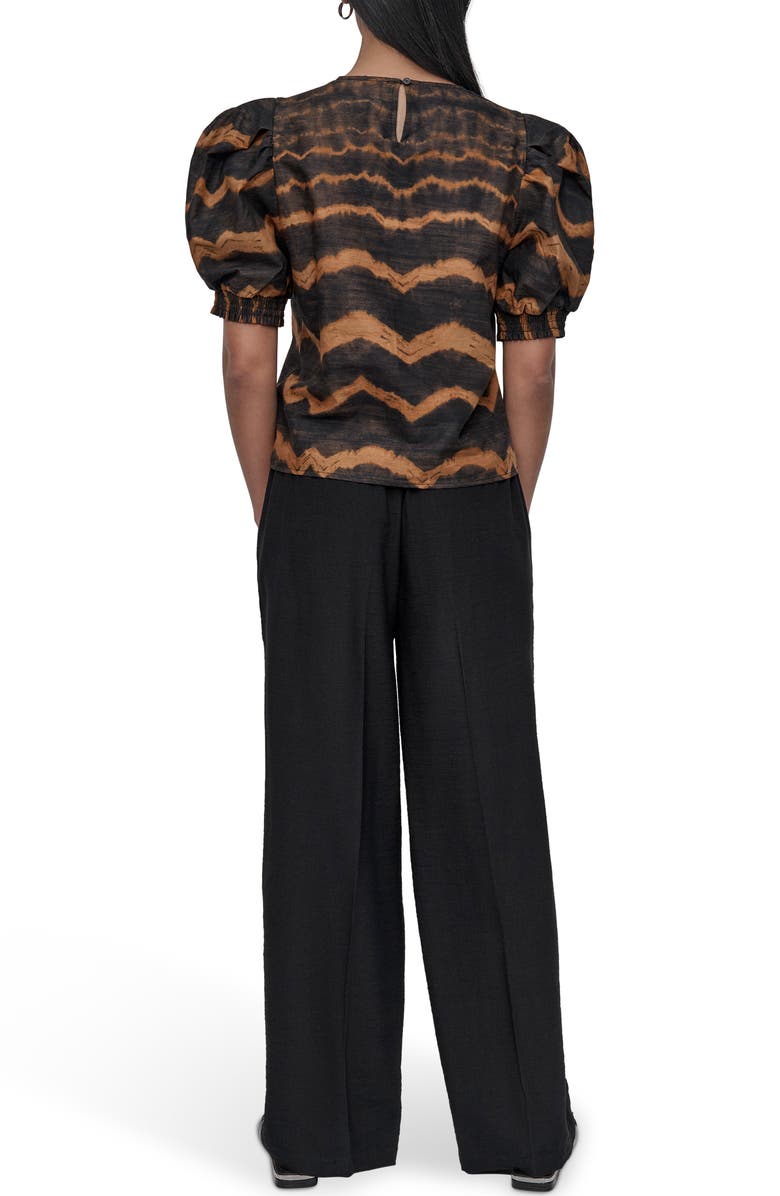 DKNY Abstract Print Puff Sleeve Voile Top, Alternate, color, 