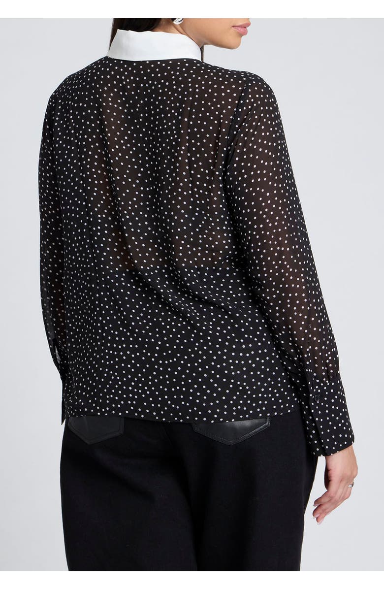ELOQUII Polka Dot Collared Blouse, Alternate, color, 