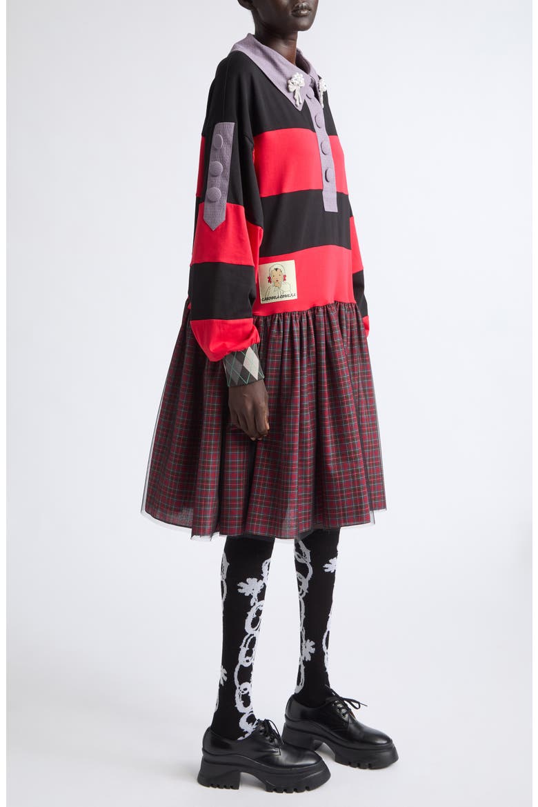 Barkie Rugby Dress, Alternate, color, BLACK AND RED MULTI
