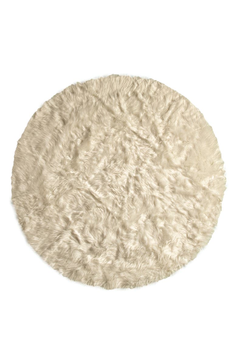 LUXE Arlington Circular 6 Faux Fur Rug - Off White, Main, color, 