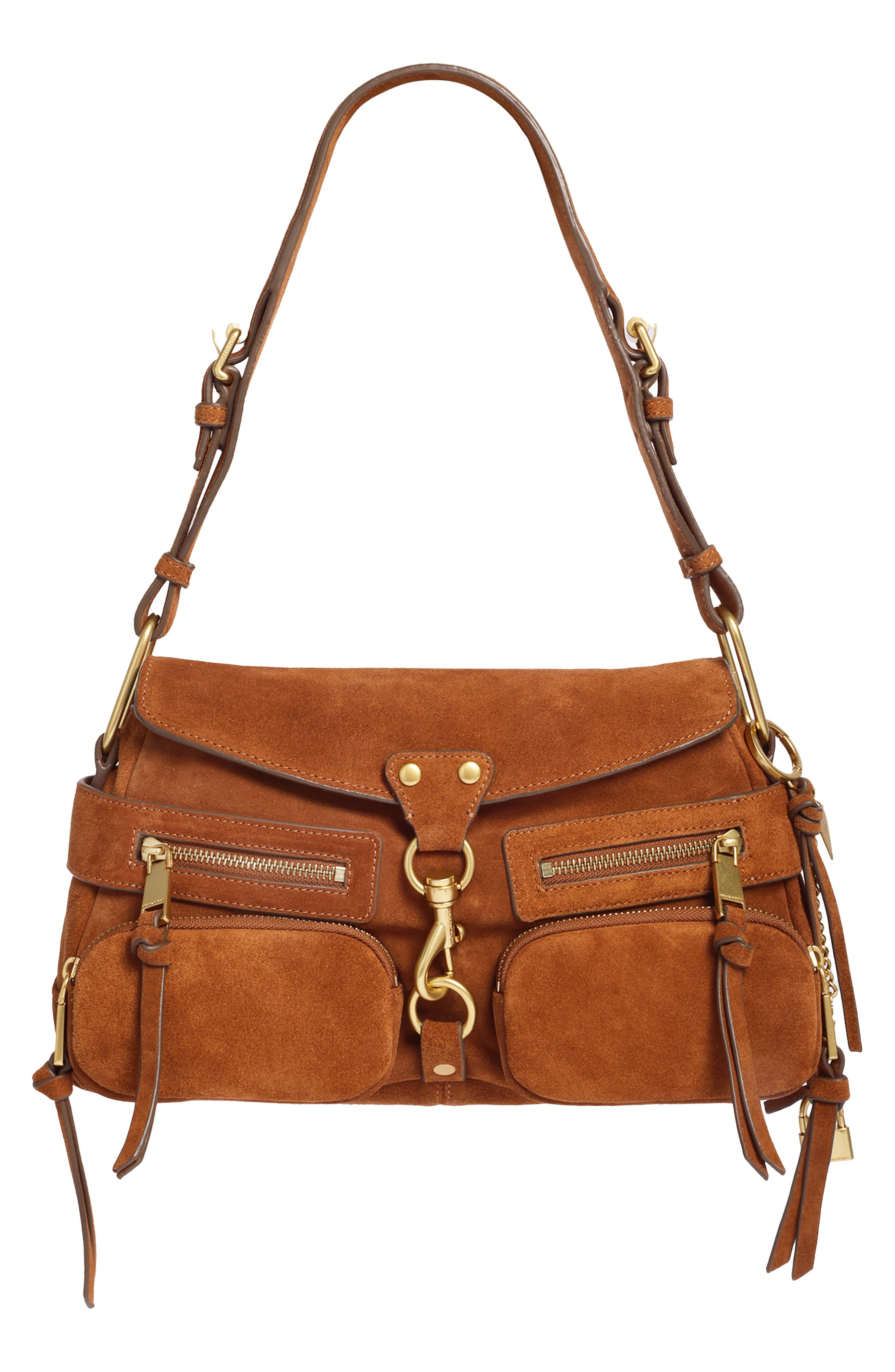 Julian Suede Shoulder Bag, Main, color, COGNAC