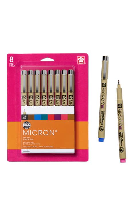 Pigma Micron Fineliner Pens - Archival Black, Colored Ink Pens for Writing or Drawing - Holiday Gifts for Artists, Crafters & DIY Gifts Projects - 05 Point Size - 8 Pack