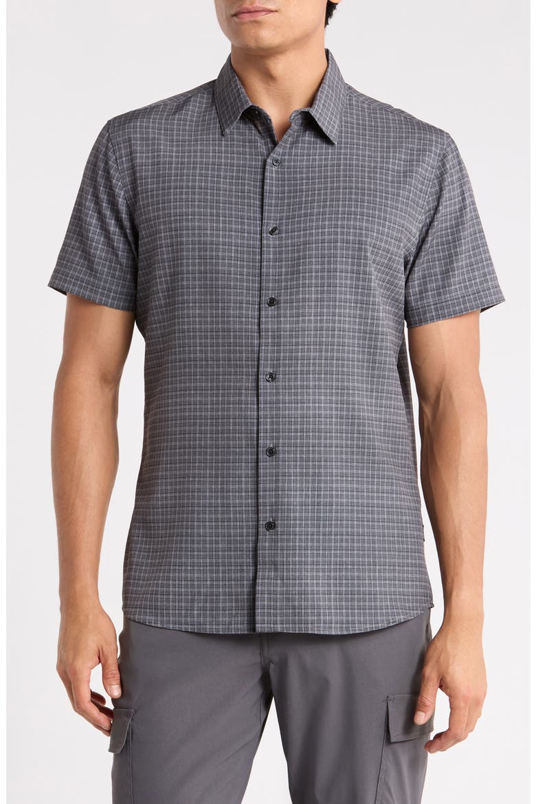 Seabrook Plaid Short Sleeve Button-Up Shirt, Main, color, BLACK