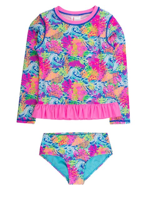 Long Sleeve Rash Guard 2-Piece Bikini Swimsuit