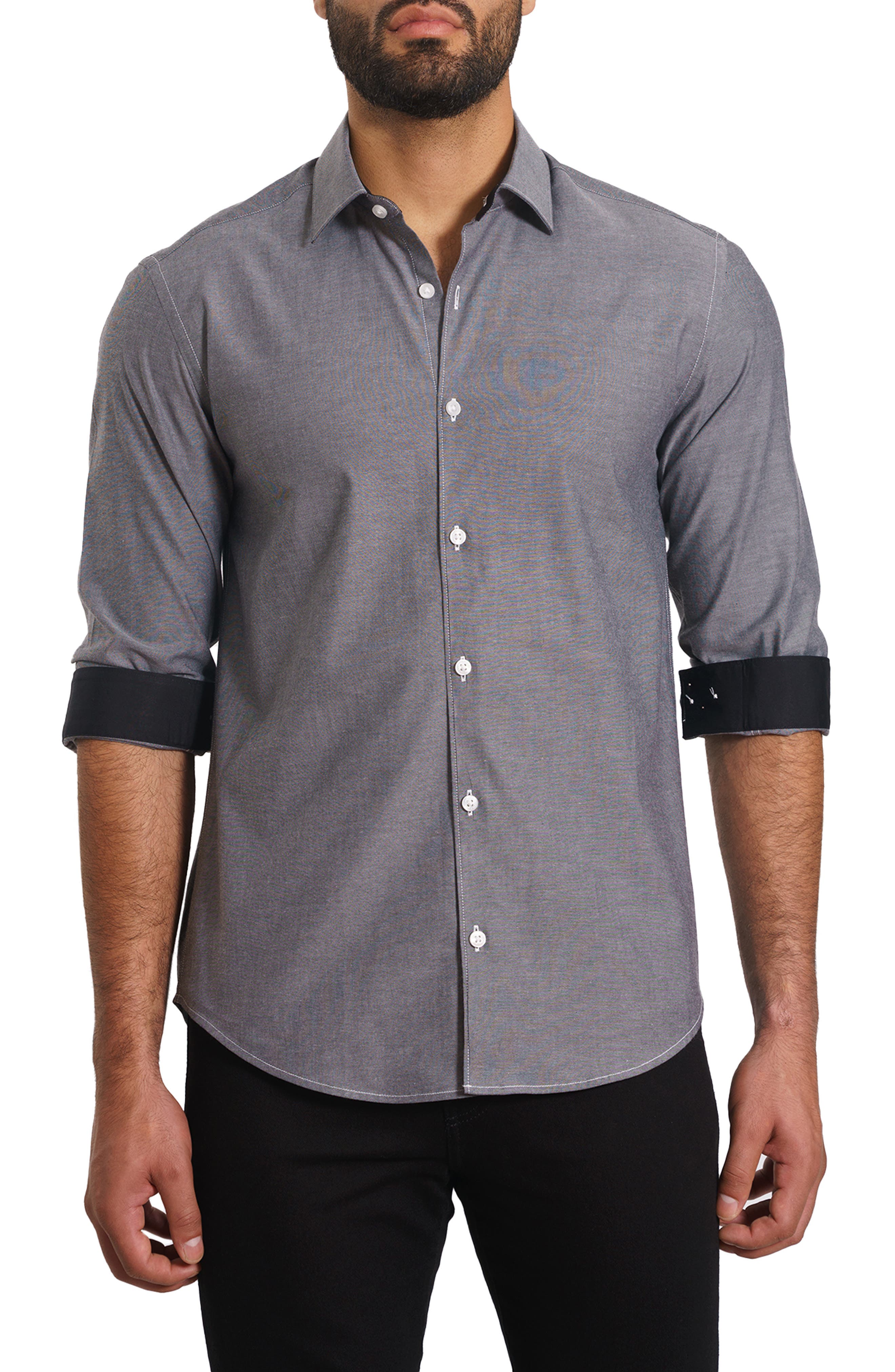Jared Lang Trim Fit Solid Button-Up Shirt