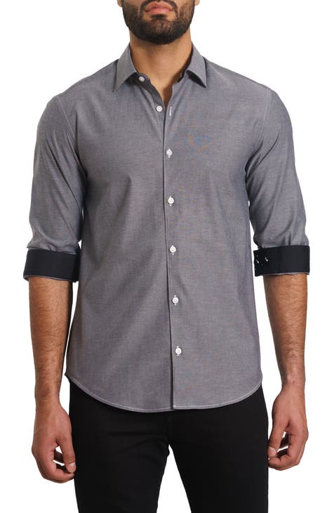 Trim Fit Solid Button-Up Shirt