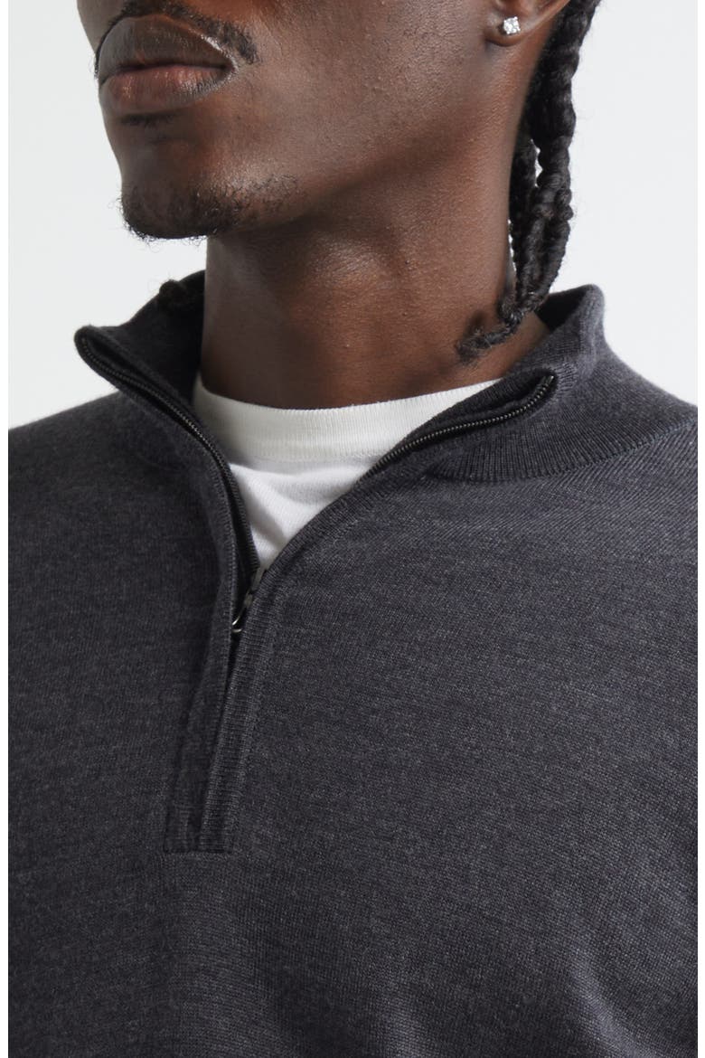 'Tapton' Quarter Zip Merino Wool Sweater, Alternate, color, CHARCOAL