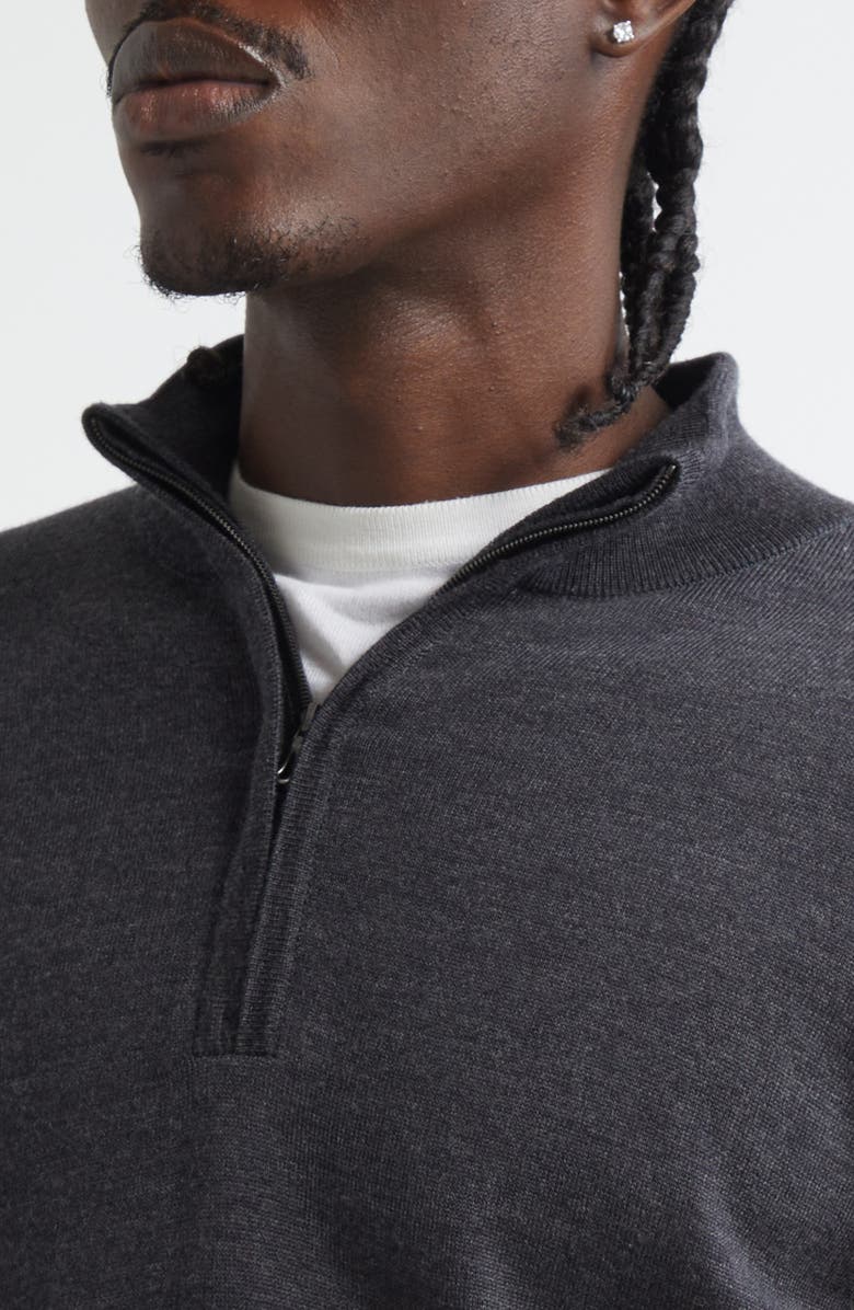 John Smedley 'Tapton' Quarter Zip Merino Wool Sweater, Alternate, color, Charcoal