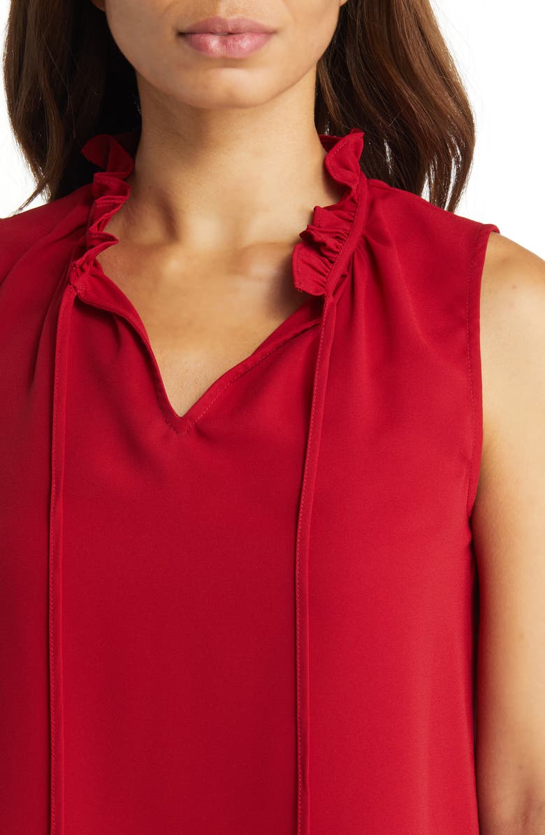 Anne Klein Ruffle Collar Sleeveless Blouse, Alternate, color, Titan Red
