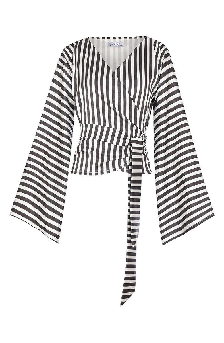 DIARRABLU Fatu Stripe Wrap Blouse, Alternate, color, 