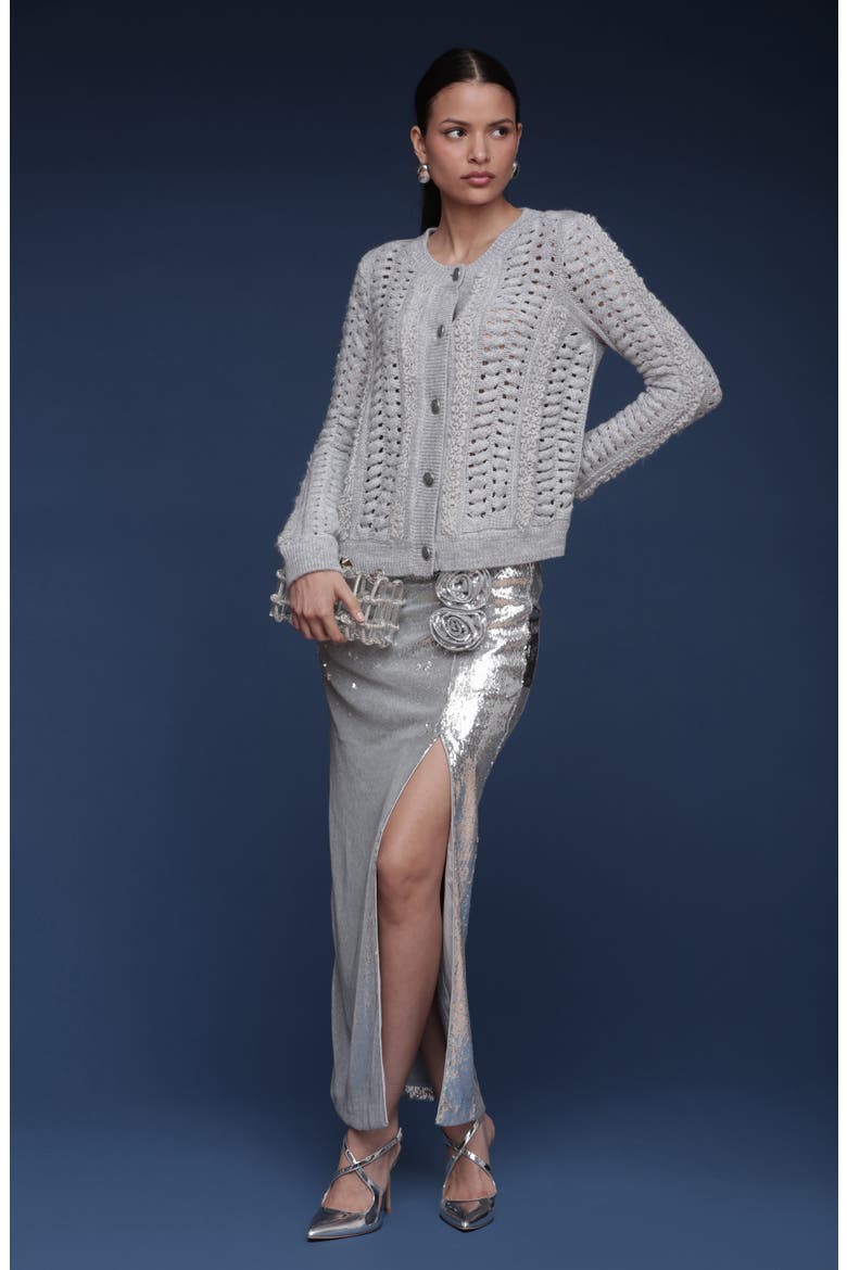 Open Stitch Cardigan, Alternate, color, GREY