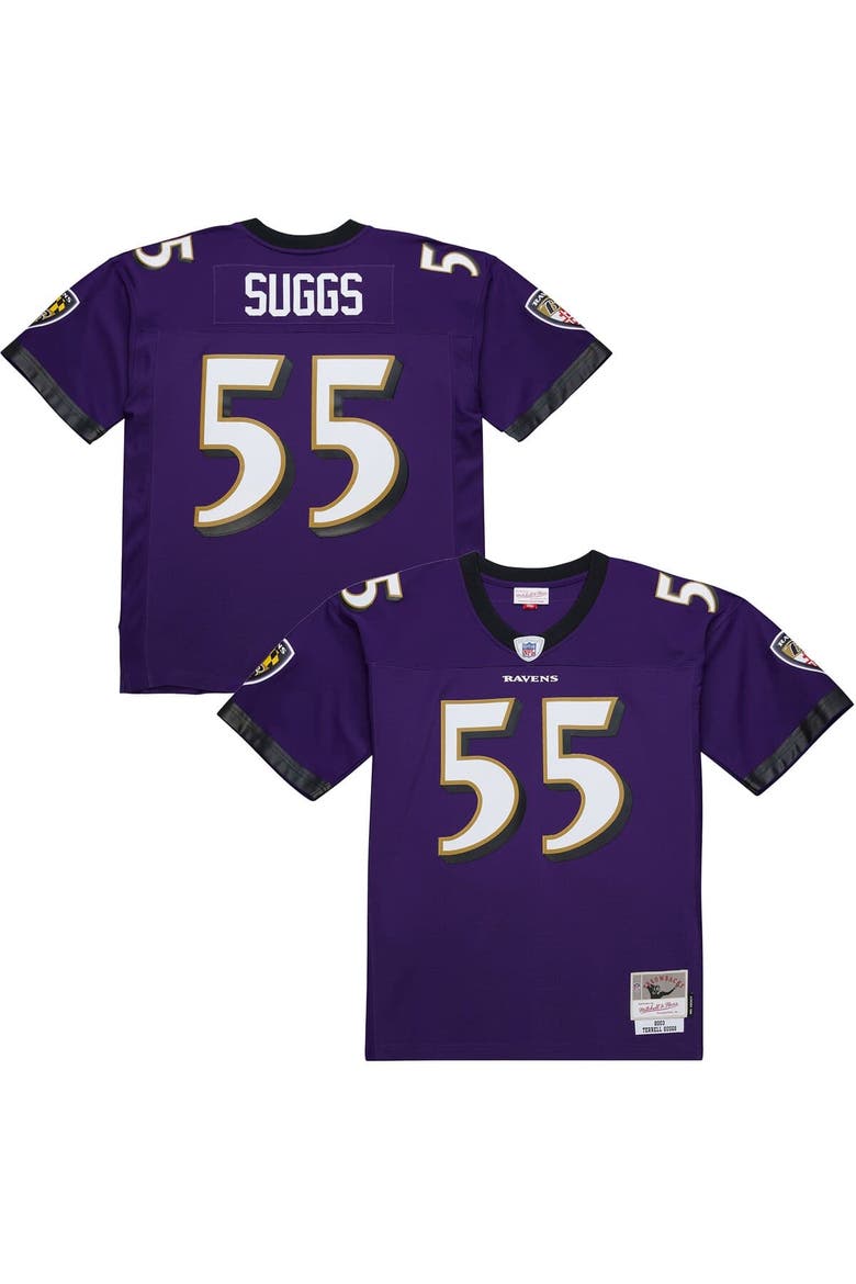 Men's Mitchell & Ness Terrell Suggs Purple Baltimore Ravens 2003 Legacy Replica Jersey, Main, color, Purple
