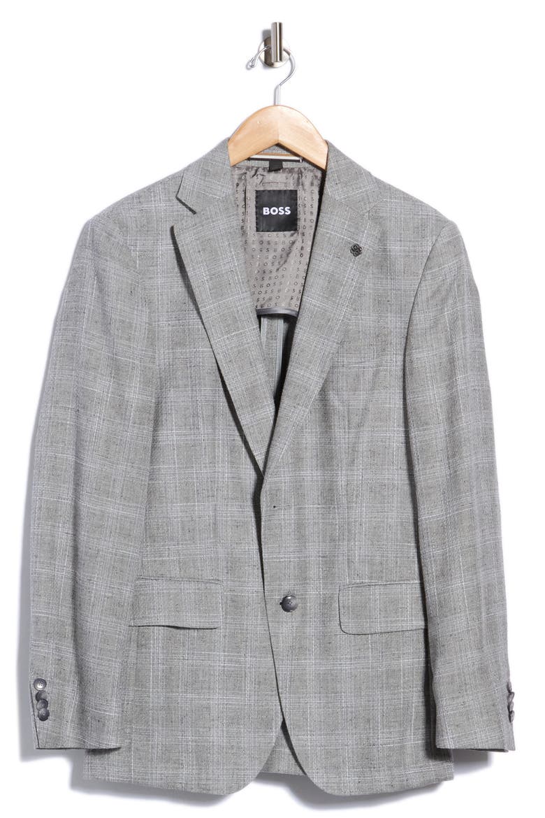 Hutson Plaid Wool Blend Sport Coat, Main, color, OPEN GREY