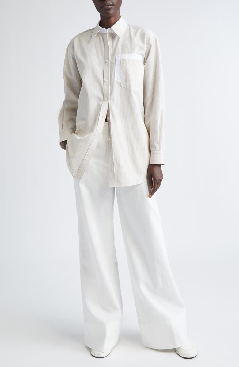 Lafayette 148 New York Charles Cotton & Linen Wide Leg Pants, Alternate, color, White