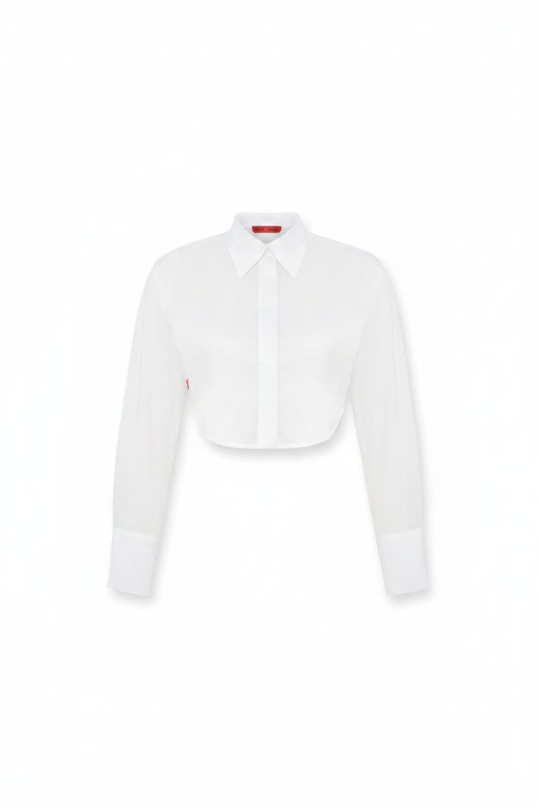 Pure Cotton Crop Shirt, Main, color, white