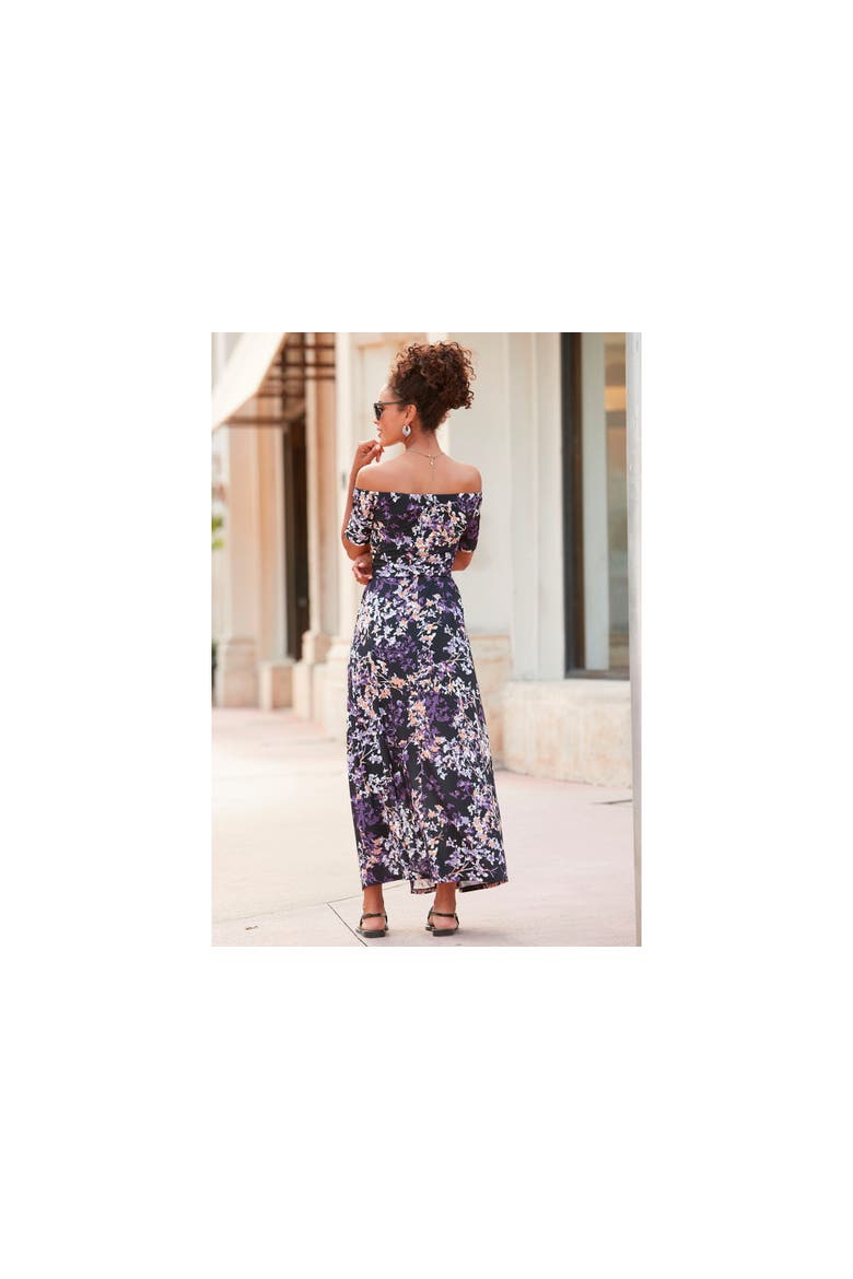 Floral Off Shoulder Maxi Dress, Alternate, color, Black Multi