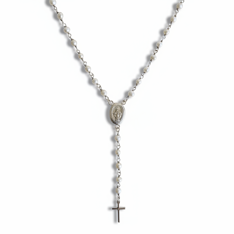 The Amelia Pearl Rosary Necklace