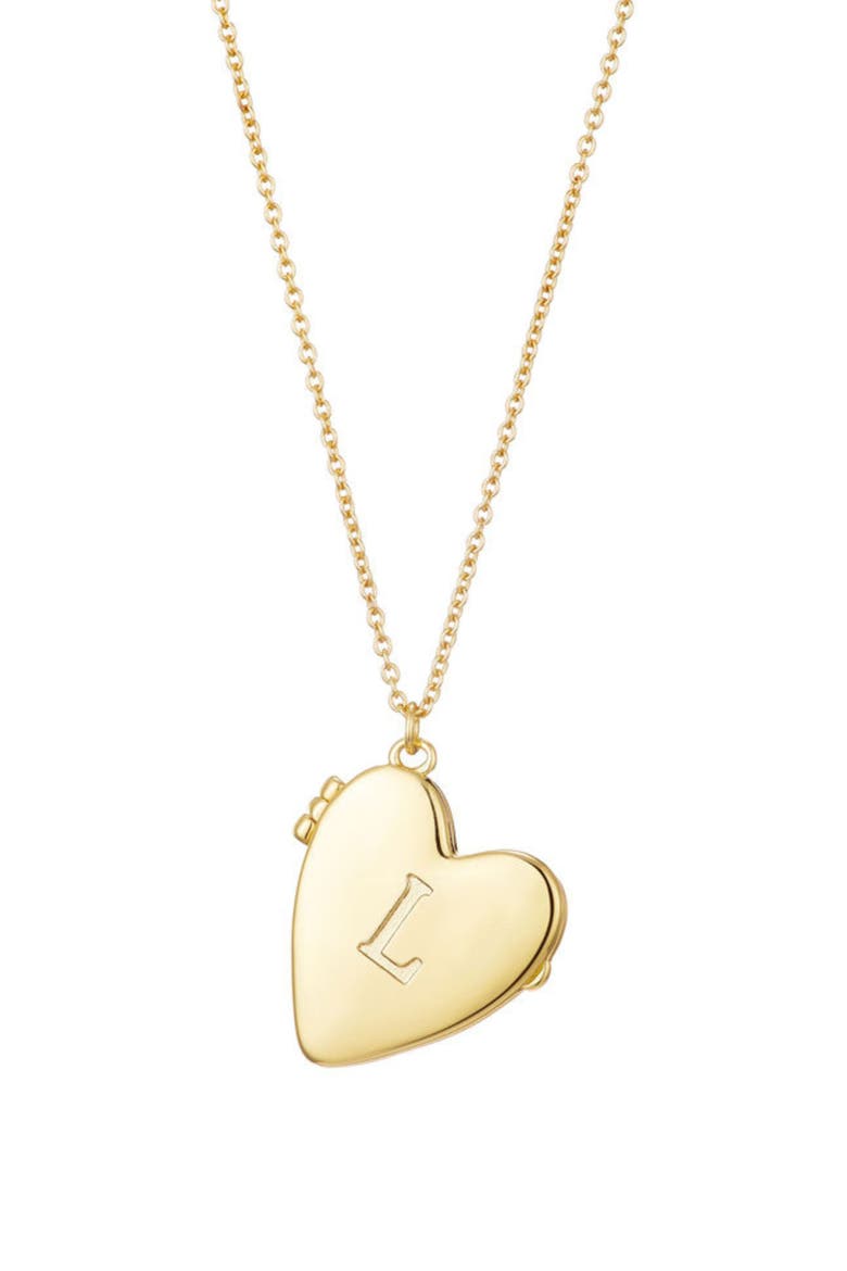 Initial Heart Locket Pendant Necklace, Main, color, GOLD-L