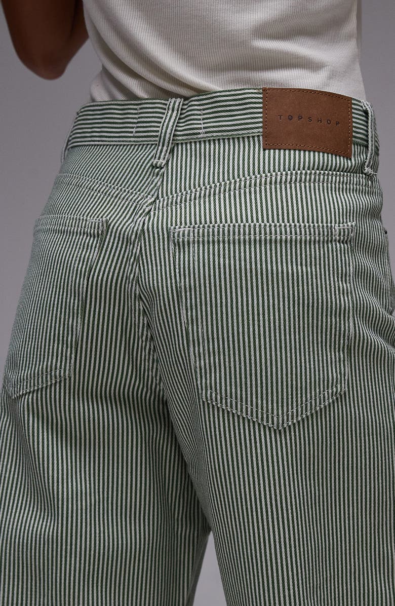 Topshop Stripe Mid Rise Column Jeans, Alternate, color, Mid Green