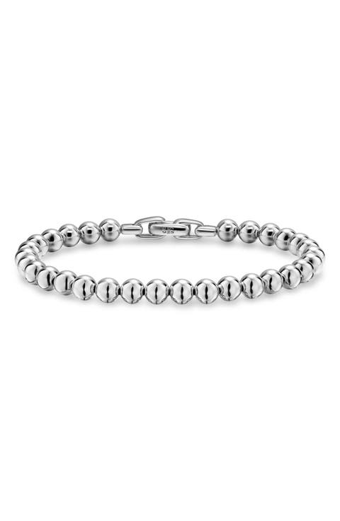 Men's Spiritual Beads Metal Bead Bracelet, 4mm