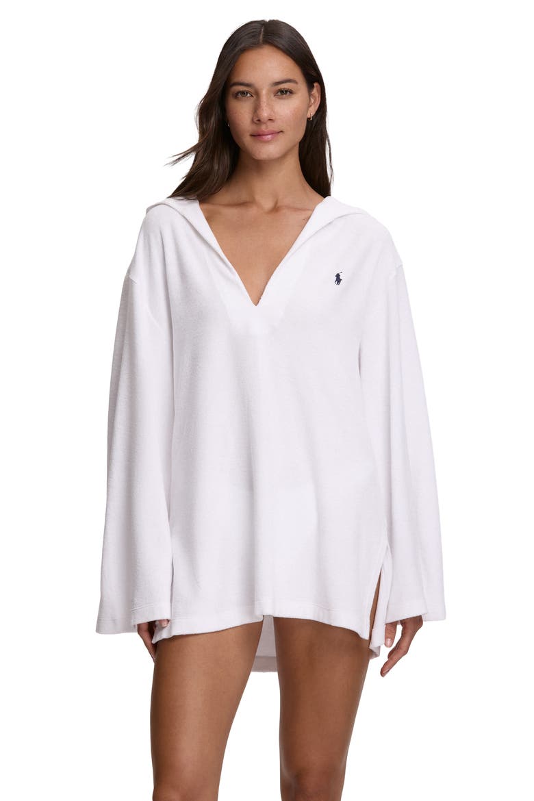 Hooded Tunic Cover-Up, Alternate, color, WHITE