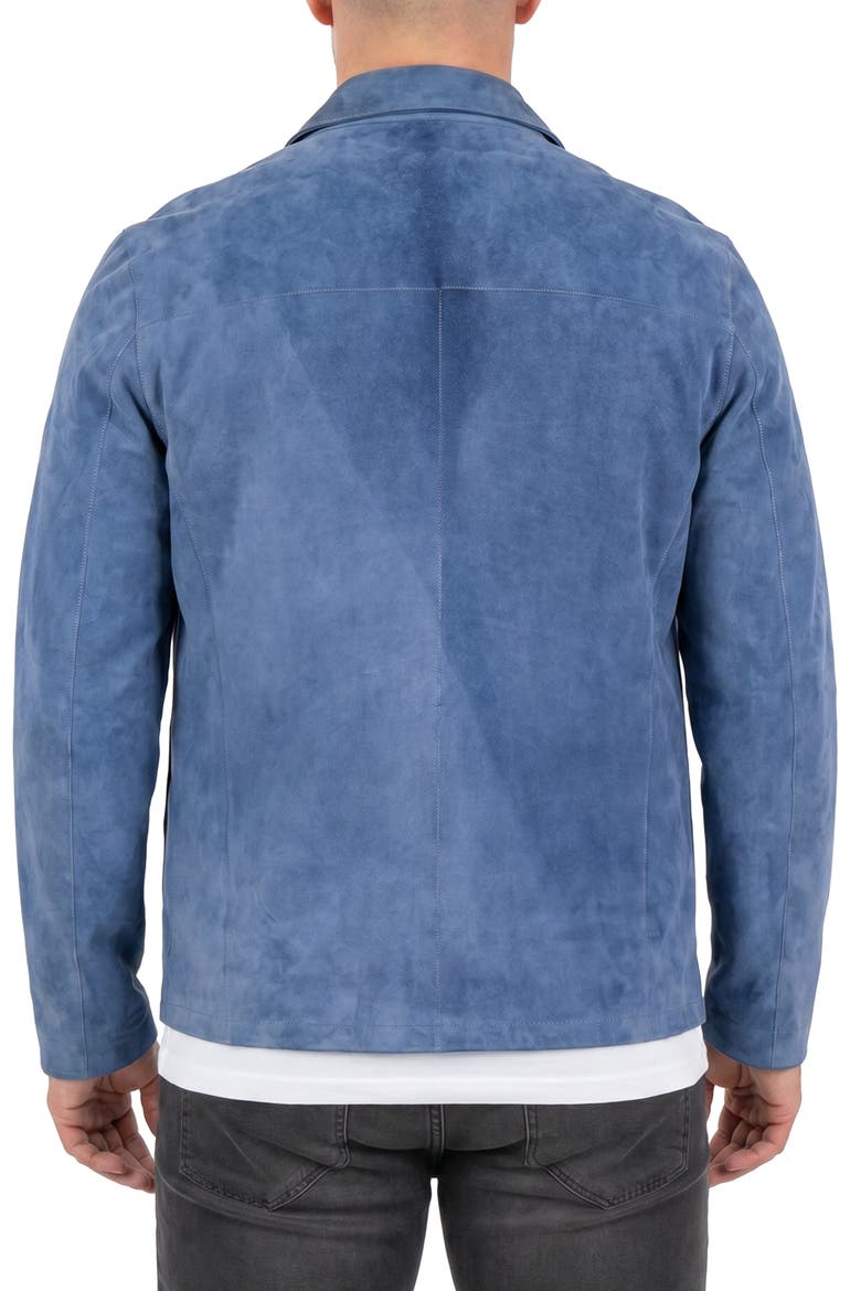 Leather Zip Jacket, Alternate, color, BLUE