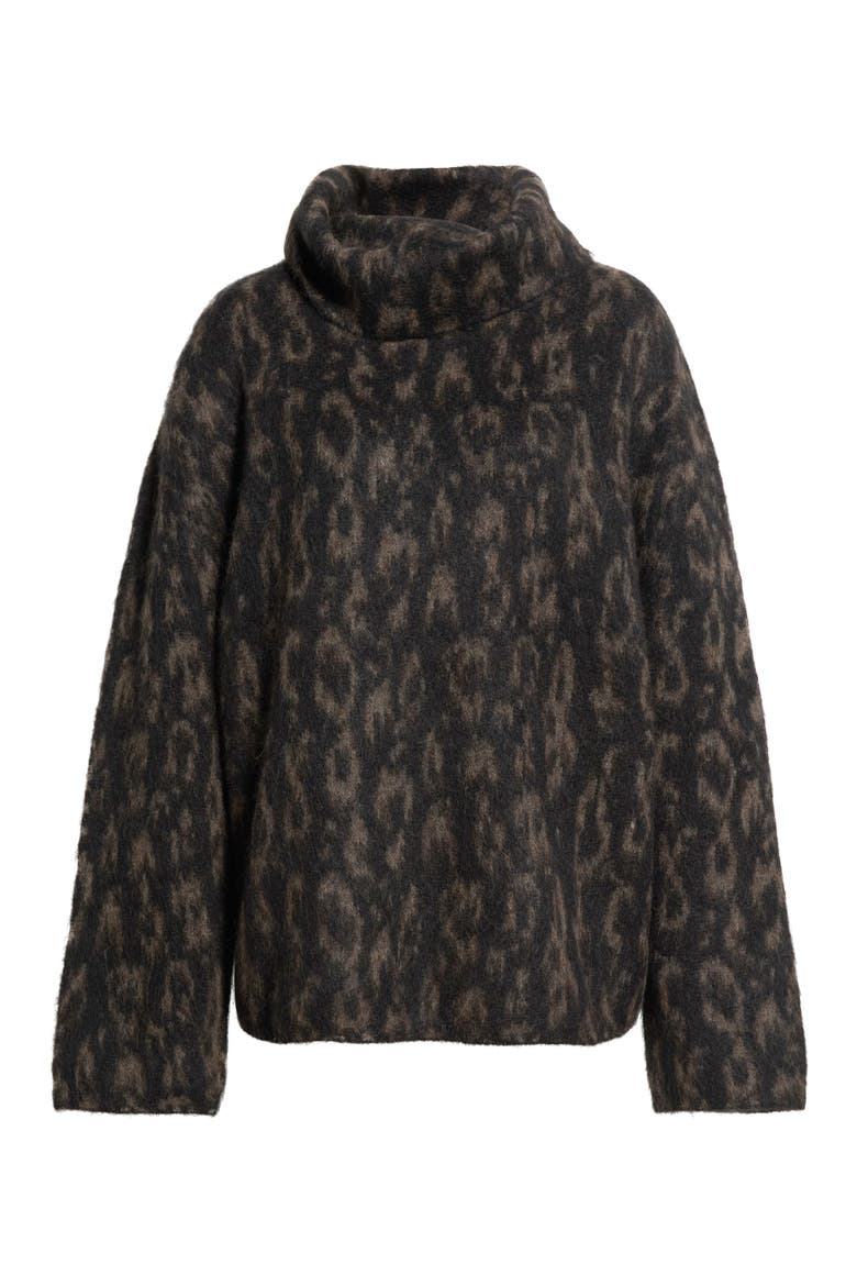 Oversize Turtleneck Jacquard Jacket, Main, color, H GREY COMBO
