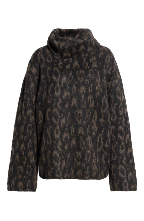 Oversize Turtleneck Jacquard Jacket