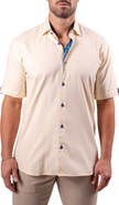 Maceoo Galileo Resistance0122 Yellow Short Sleeve Cotton Button-Up Shirt