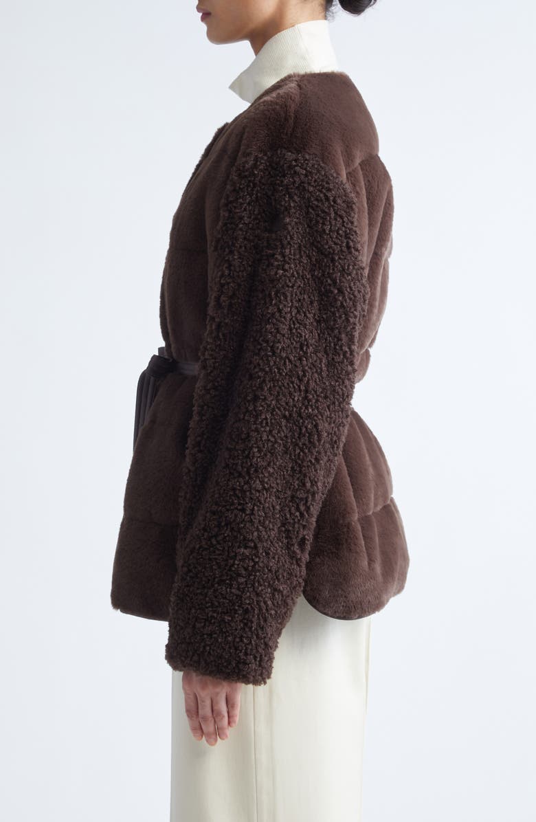 Moncler Jouillat Faux Fur Down Jacket, Alternate, color, Raisin