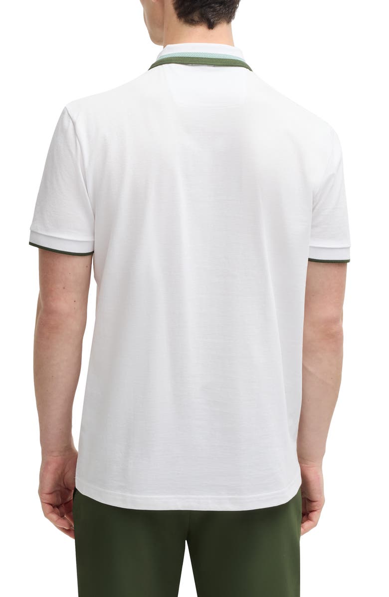 BOSS Paddy Tipped Cotton Polo, Alternate, color, White