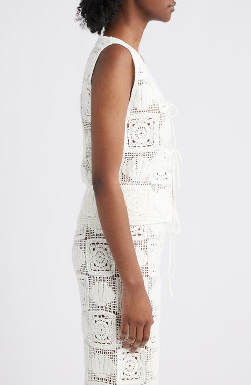 Rails Paz Crochet Stitch Sleeveless Tie Front Top In White