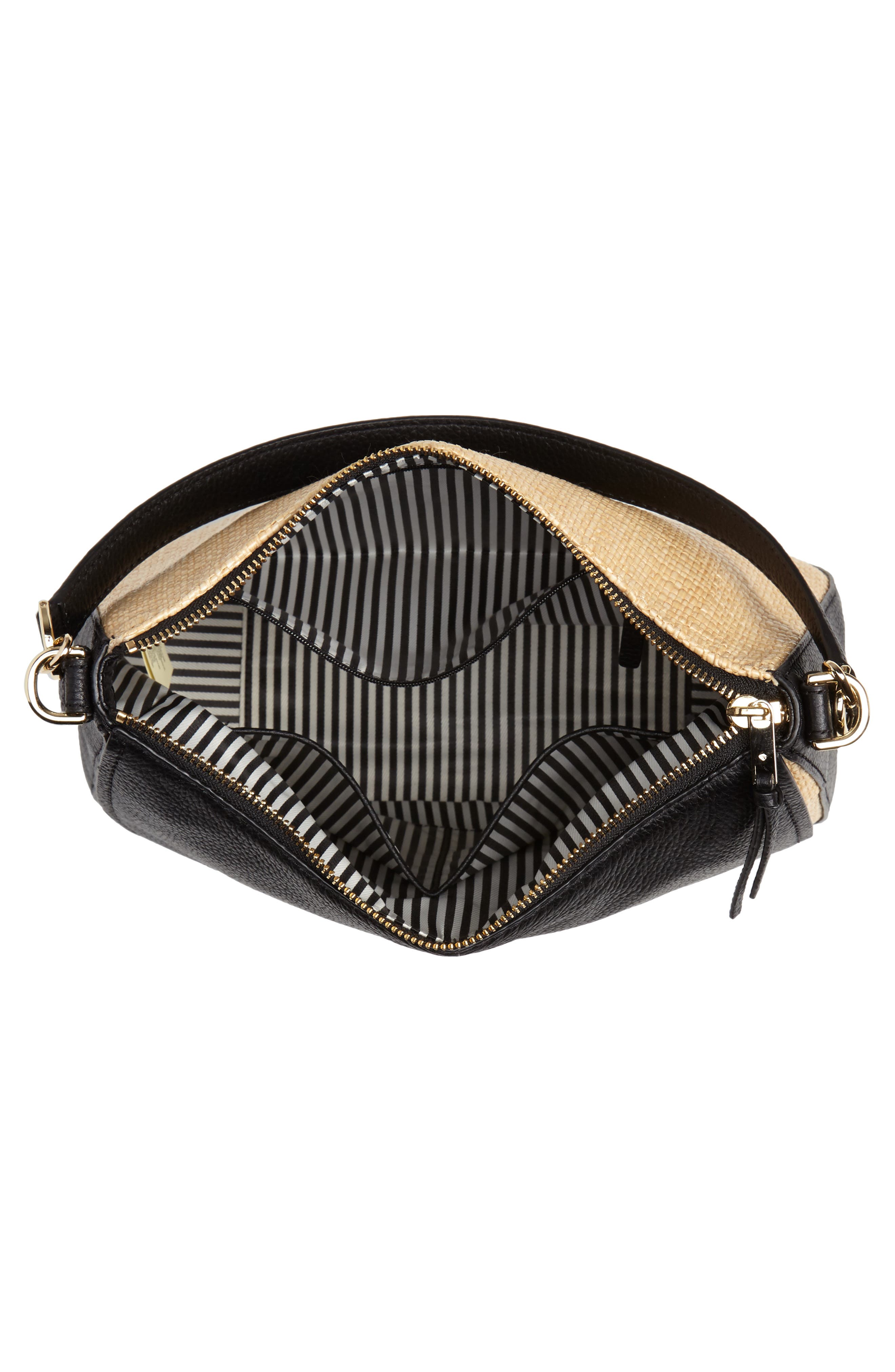 Kate Spade New York jackson street - colette straw & leather satchel, Alternate, color, 