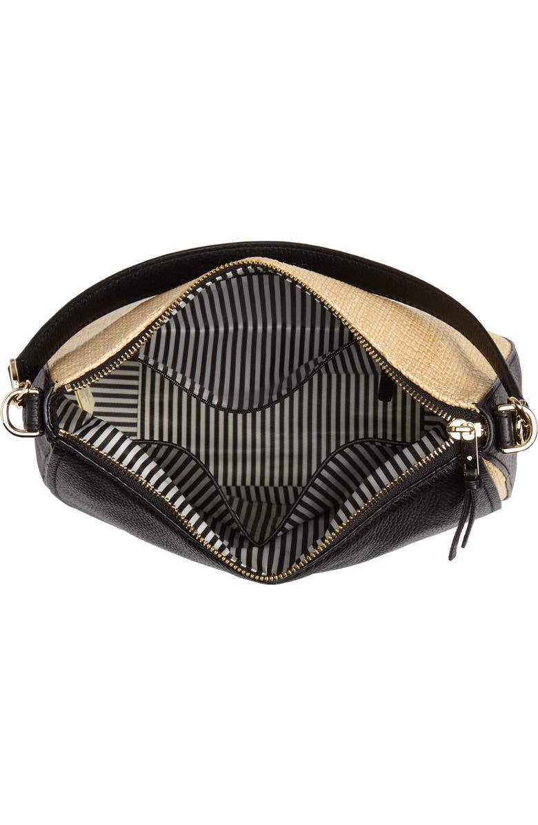 Kate Spade New York jackson street - colette straw & leather satchel, Alternate, color,