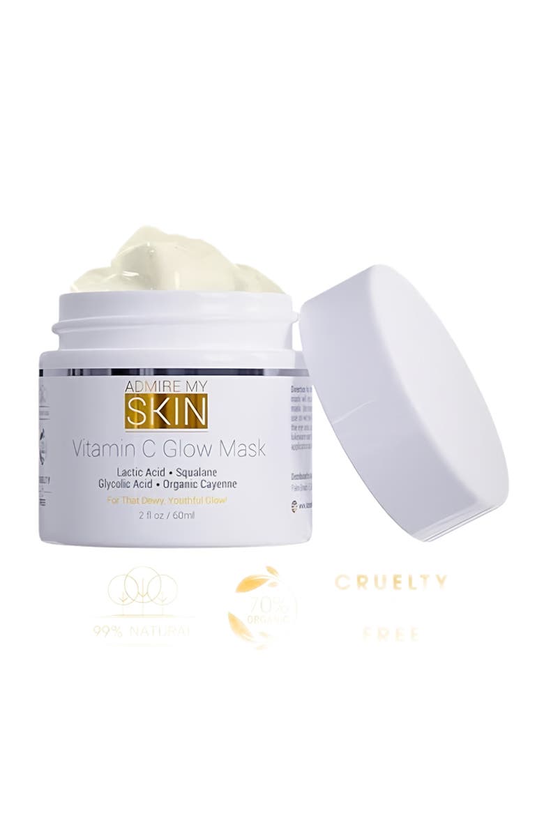 Vitamin C Glow Mask for Brightening - Contains Glycolic and Lactic Acids, Alternate, color, Clear