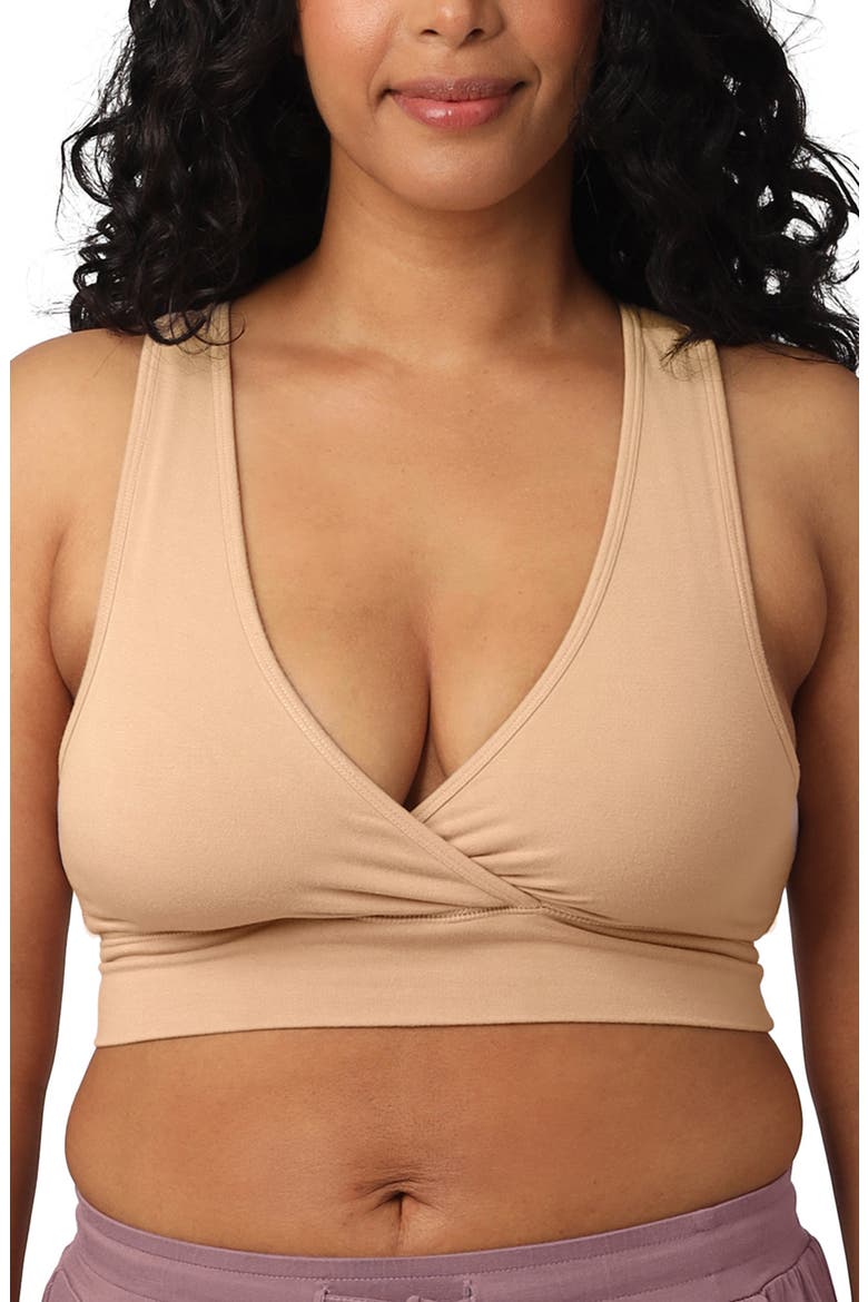 Busty French Terry Racerback Nursing & Sleep Bra - Fits Sizes 30E-46H, Main, color, BEIGE
