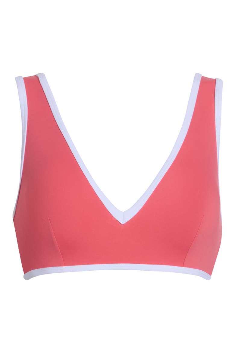 Compression Deep V Bikini Top, Alternate, color, CORAL BLOSSOM