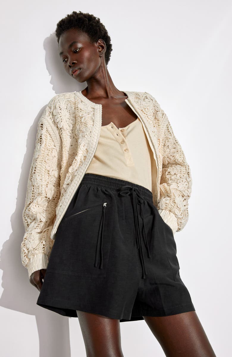 & Other Stories Soutache Embroidered Mesh Bomber Jacket, Alternate, color, Off White