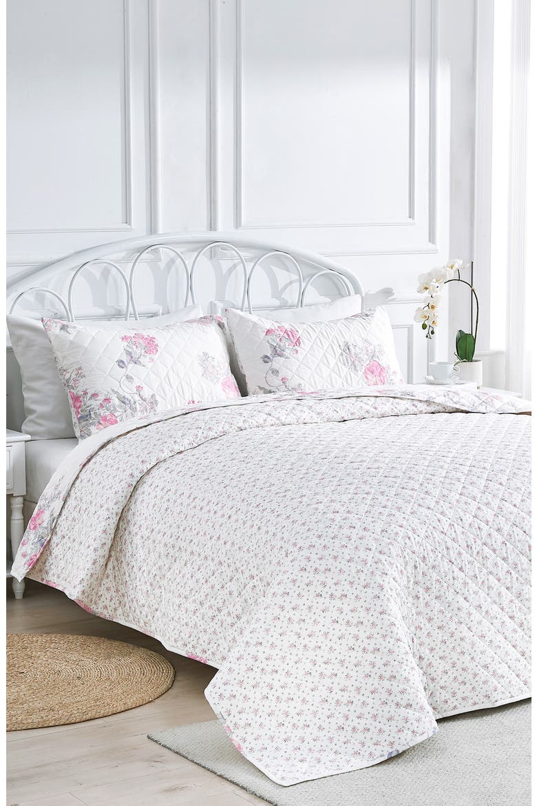Rose Percale Cotton Quilt & Shams Set, Alternate, color, PINK/ PINK