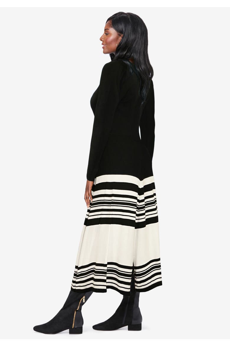 Fit And Flare Sweater Dress, Alternate, color, EMERALD GREEN BLACK
