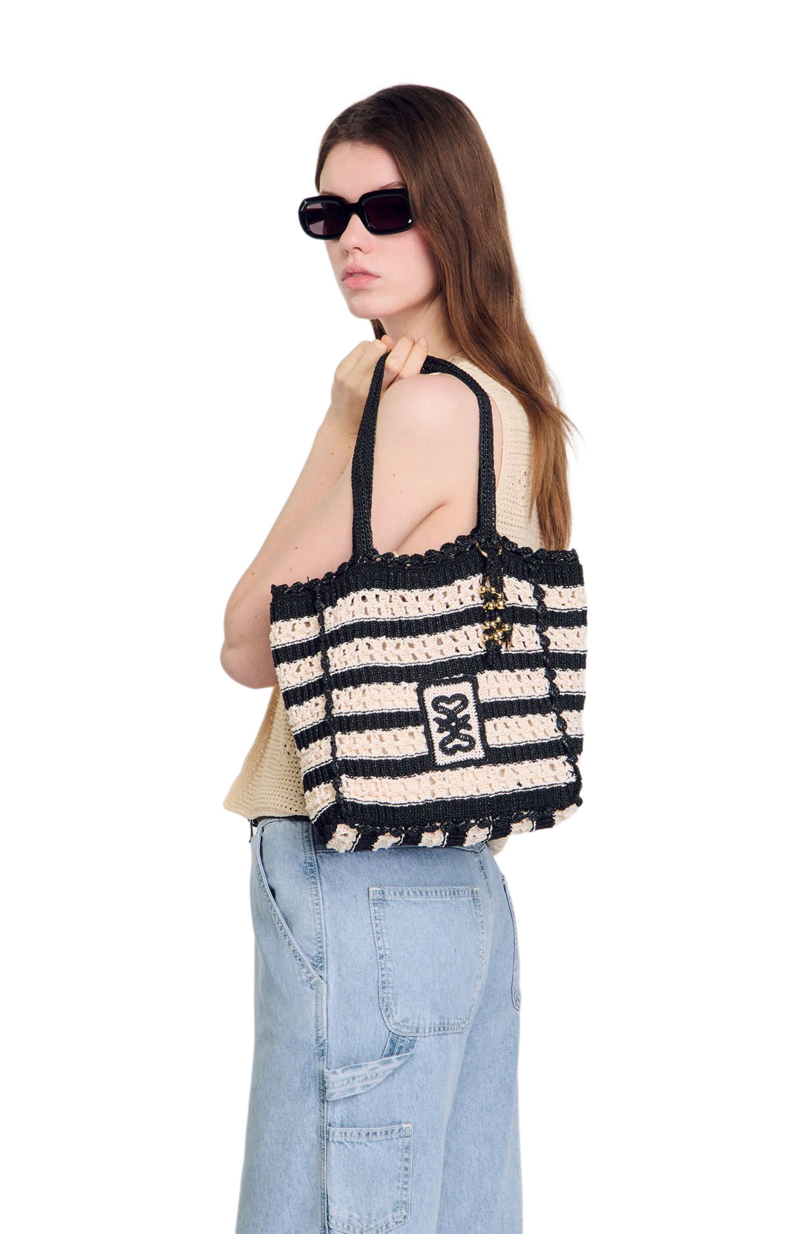 SANDRO Two-tone crochet bag, Alternate, color, 