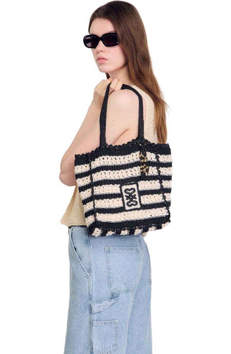 SANDRO Two-tone crochet bag, Alternate, color,