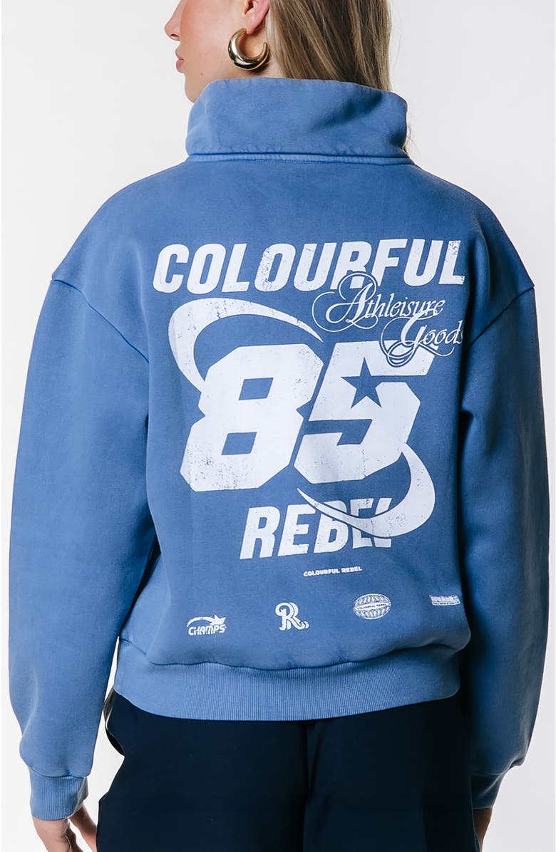 Colourful Rebel CR 85 Washed Zip Sweat, Alternate, color, Blue
