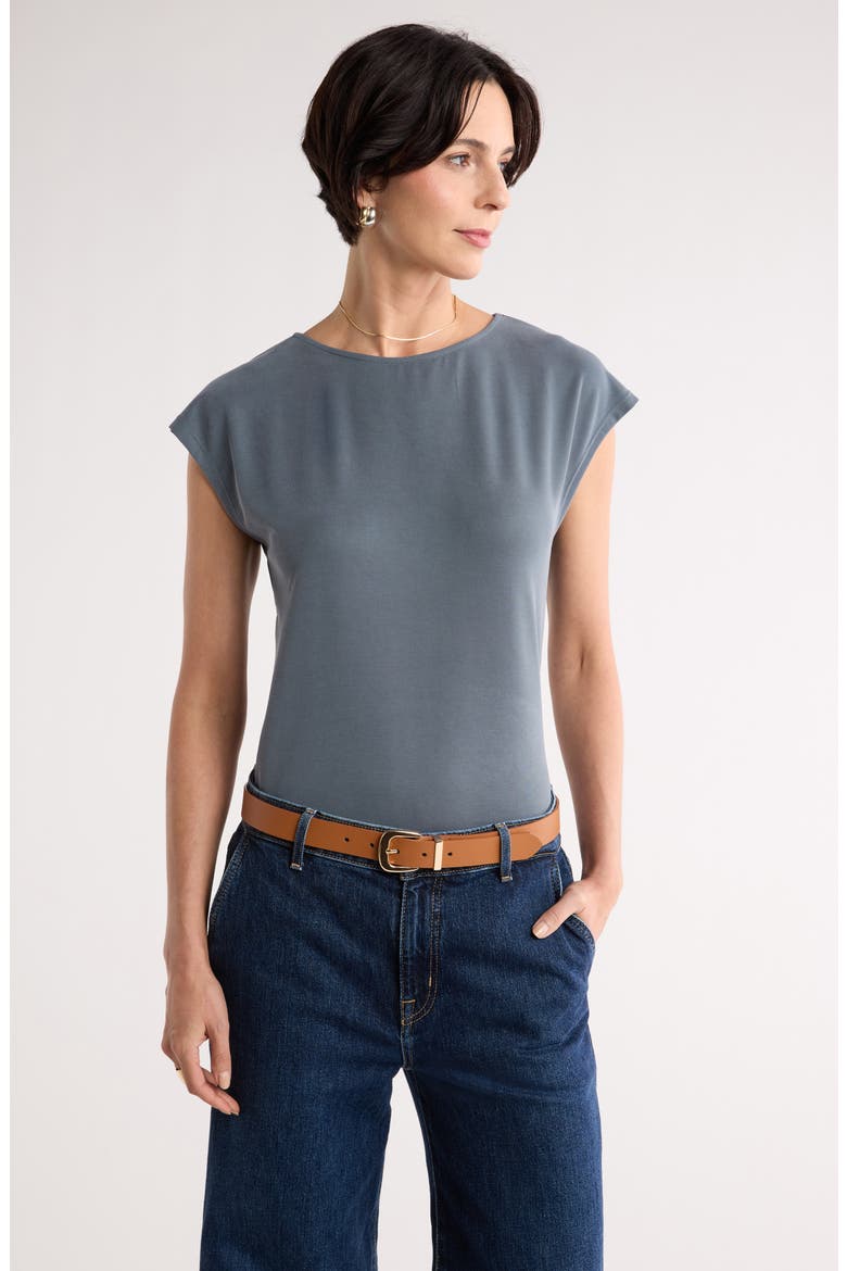 Cap Sleeve Modal Blend T-Shirt, Main, color, BLUE SLATE