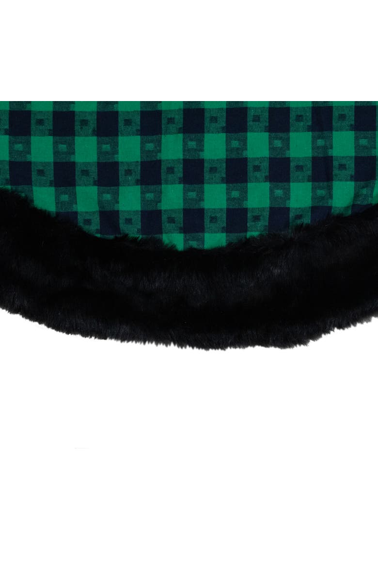 Northlight 48" Green and Black Plaid Plush Christmas Tree Skirt, Alternate, color, Green